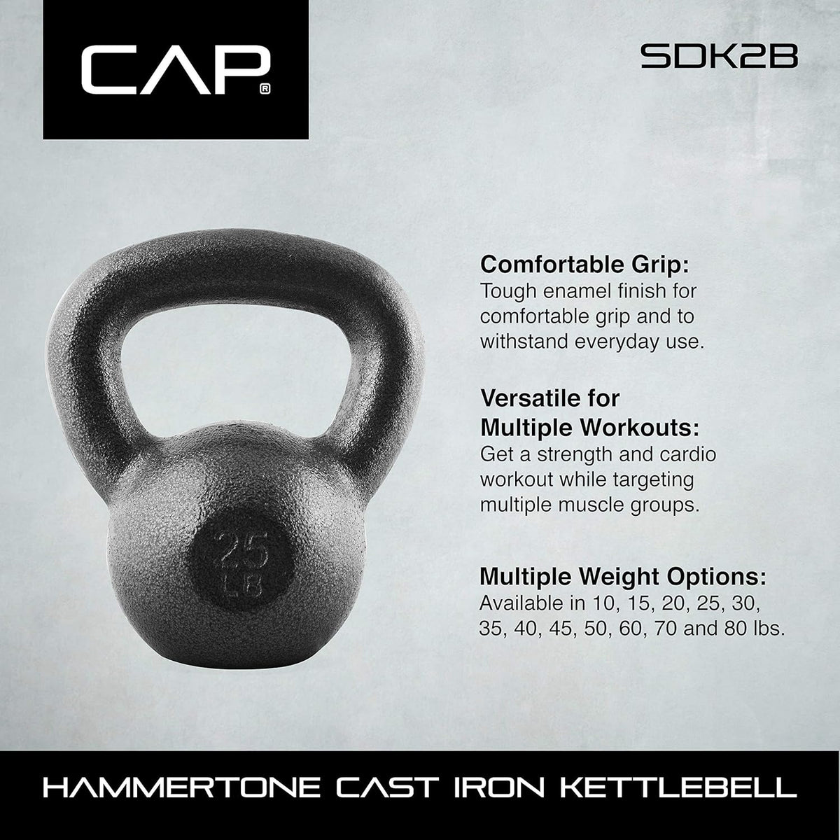 WF Athletic Supply Kettlebells - Painted Cast Iron for Strength Training | 10-80 Pounds Options Available