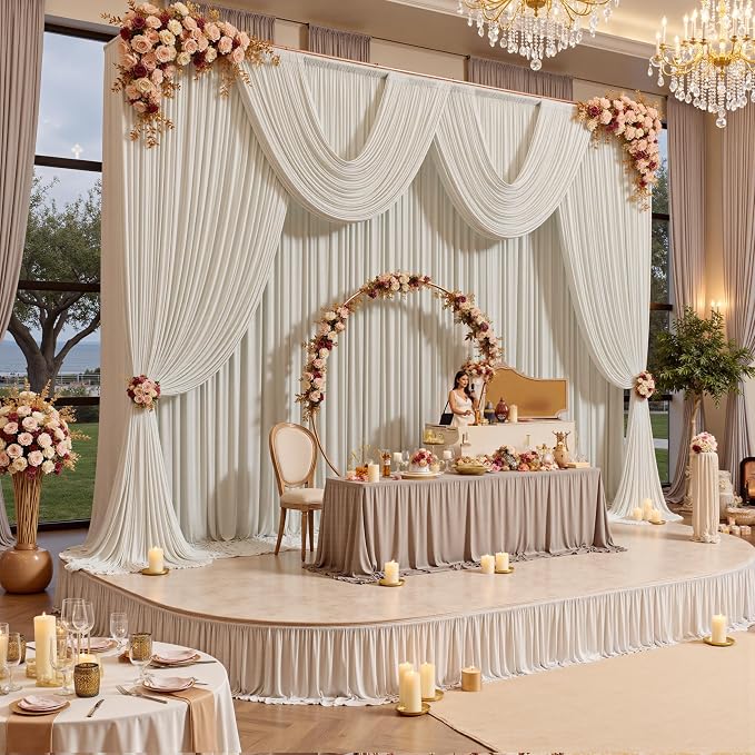 50ft x 15ft Beige Backdrop Curtains