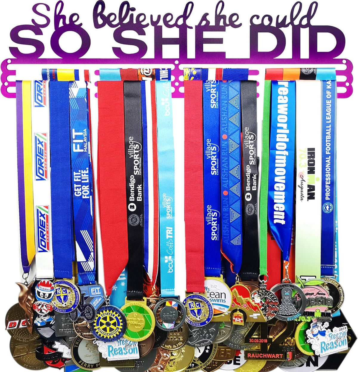 Sports Medal Holder - 16" Wall Rack for Awards & Ribbons | Easy Installation for Gymnastics, Soccer, Softball