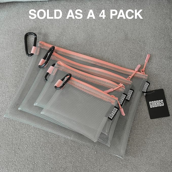 GOBAGS Air Production Multi‑Size Clear Zipper Pouch – Cable Organizer & Travel