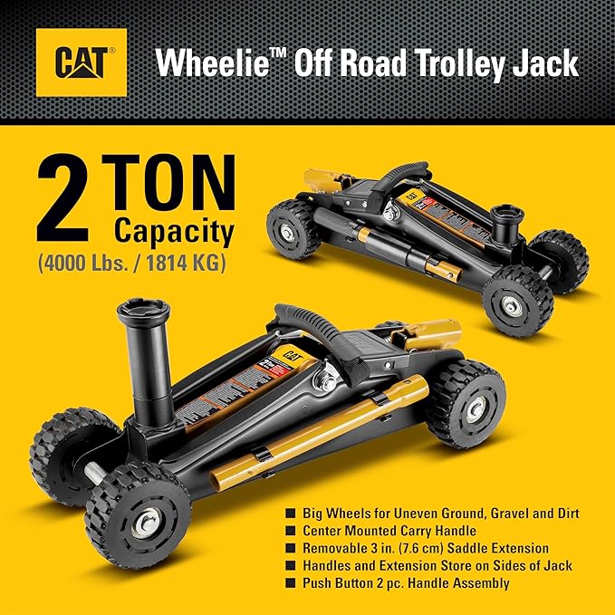 Cat Wheelie Off-Road Trolley Jack, 2 Ton, Portable, Oversized Wheels for Rugged Terrain - 980883ECE