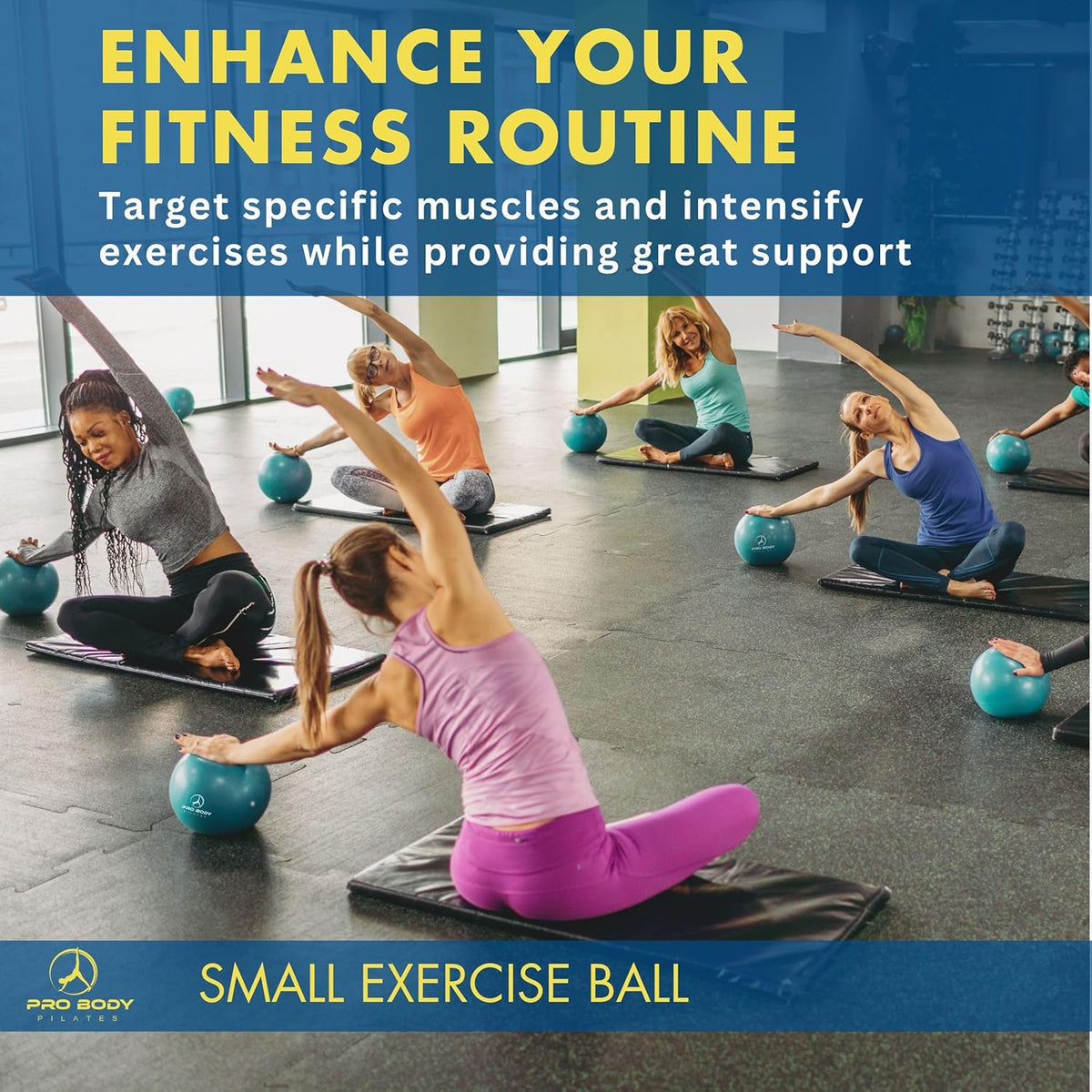 ProBody Pilates Exercise Ball - 9 Inch Stability Ball for Yoga, Core Strength & Physical Therapy