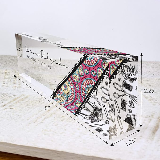 Artblox Personalized Name Plate For Desk | Black & White Marble Design On Clear Acrylic Glass | Custom Plaque Desk Name Plate Personalized Your Name And Credentials Office Office Sign Engraved Plaque