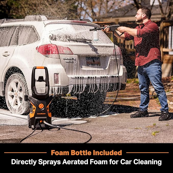 LawnMaster LT506-2000A Electric Pressure Washer 13 Amp 1.4 GPM 2300 Max PSI CSA Certified with Detergent Bottle