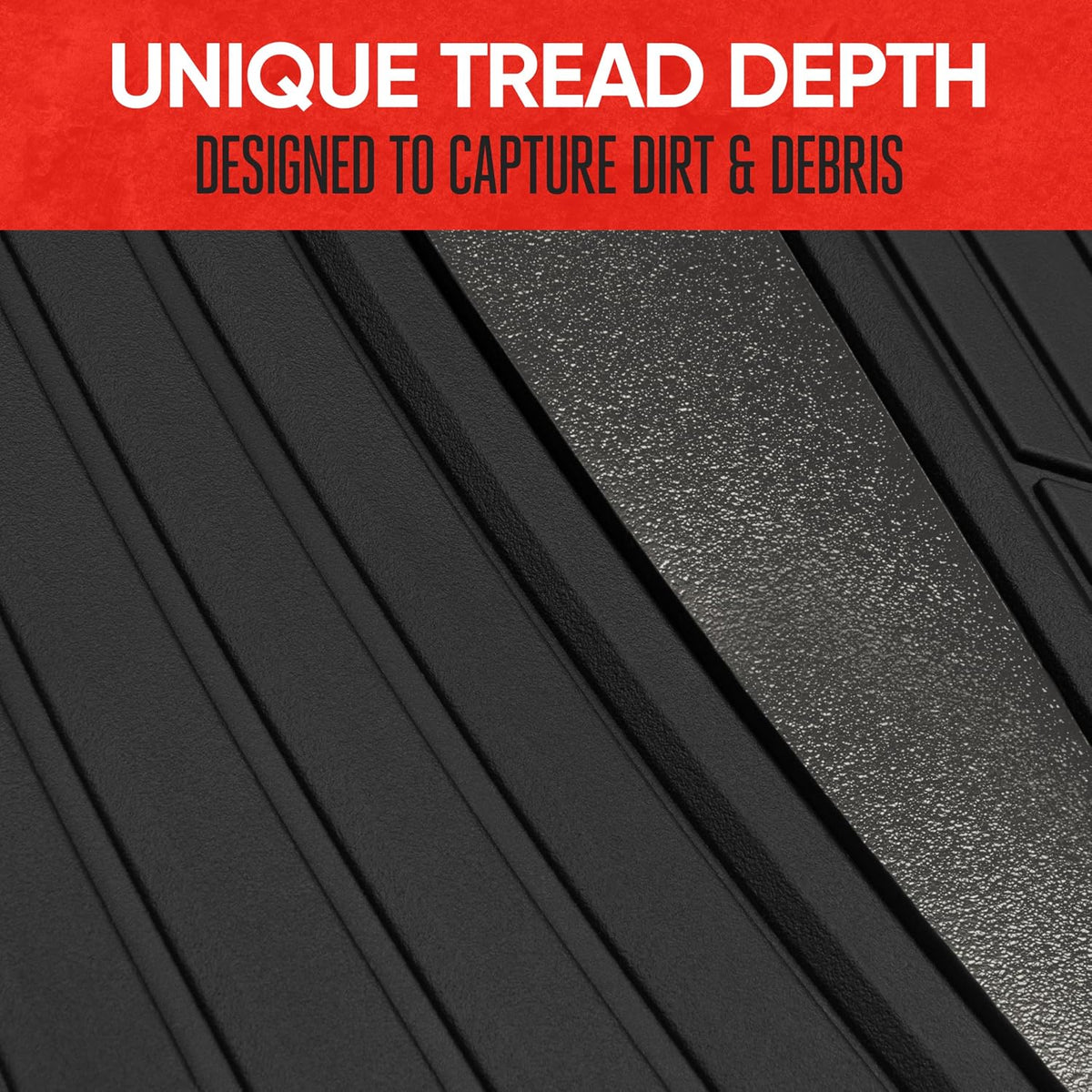 Motor Trend ChromeTech Car Floor Mats Full Set - Durable Rubber Floor Mats for Cars with Two Tone Accent, All Weather Interior Protection for Front and Rear with Non-Slip Backing, Gunmetal Chrome