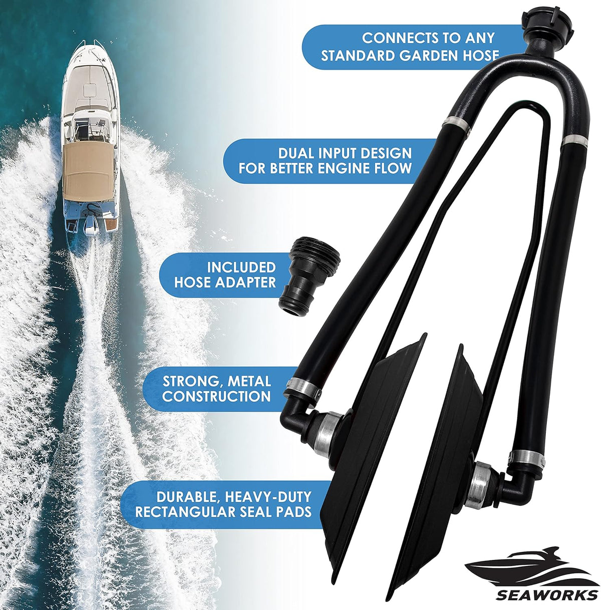 Skiennix Dual Feed Muff Style Boat Motor Flusher - Antifreeze Winterization & Water Flush | 5/8 Inch Connection