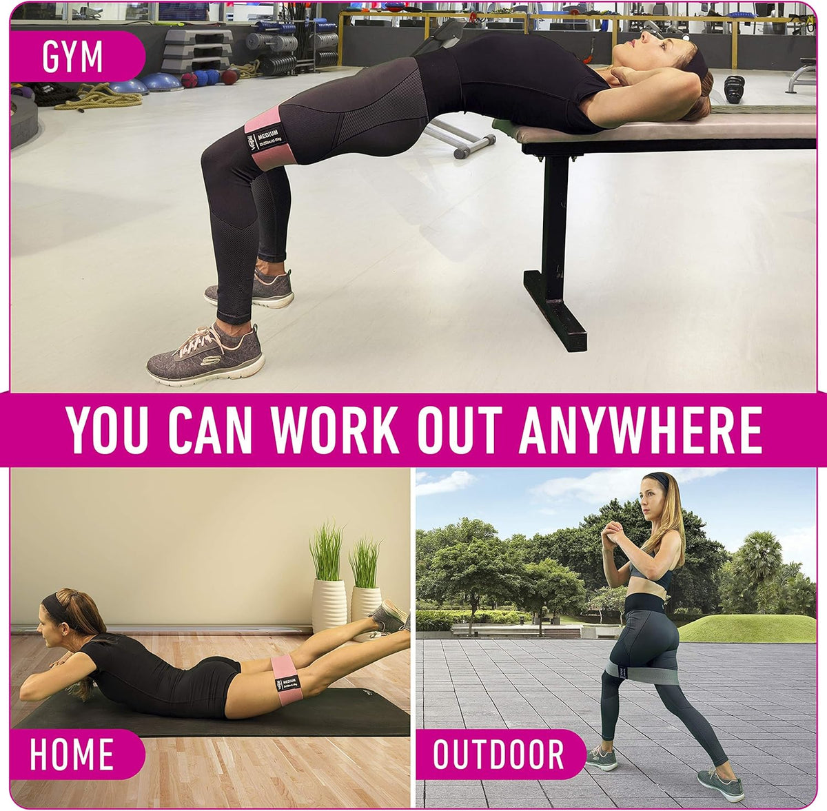 Resistance Bands - Fabric Elastic Workout Bands Set for Legs, Glutes & Thighs | 4 Booty Bands Guide