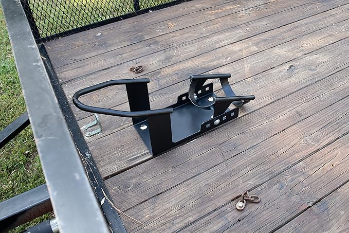 Camco Motorcycle Wheel Chock for Trailer - Includes Handlebar Straps & Mounting Hardware - Keep Your Motorcycle Upright During Transit - Mountable to Trailer or Truck Bed - Universal Tire Fit (66100)