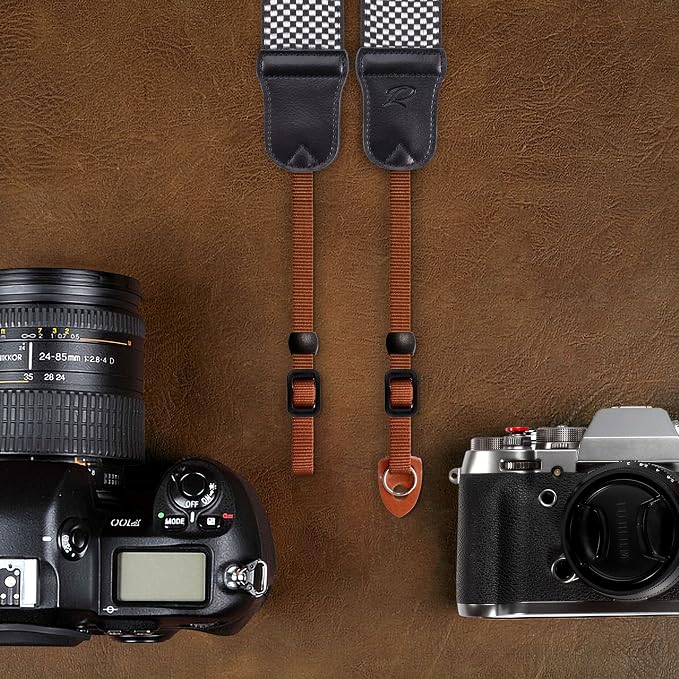 Padwa Lifestyle Black and White Fine Plaid Camera Strap