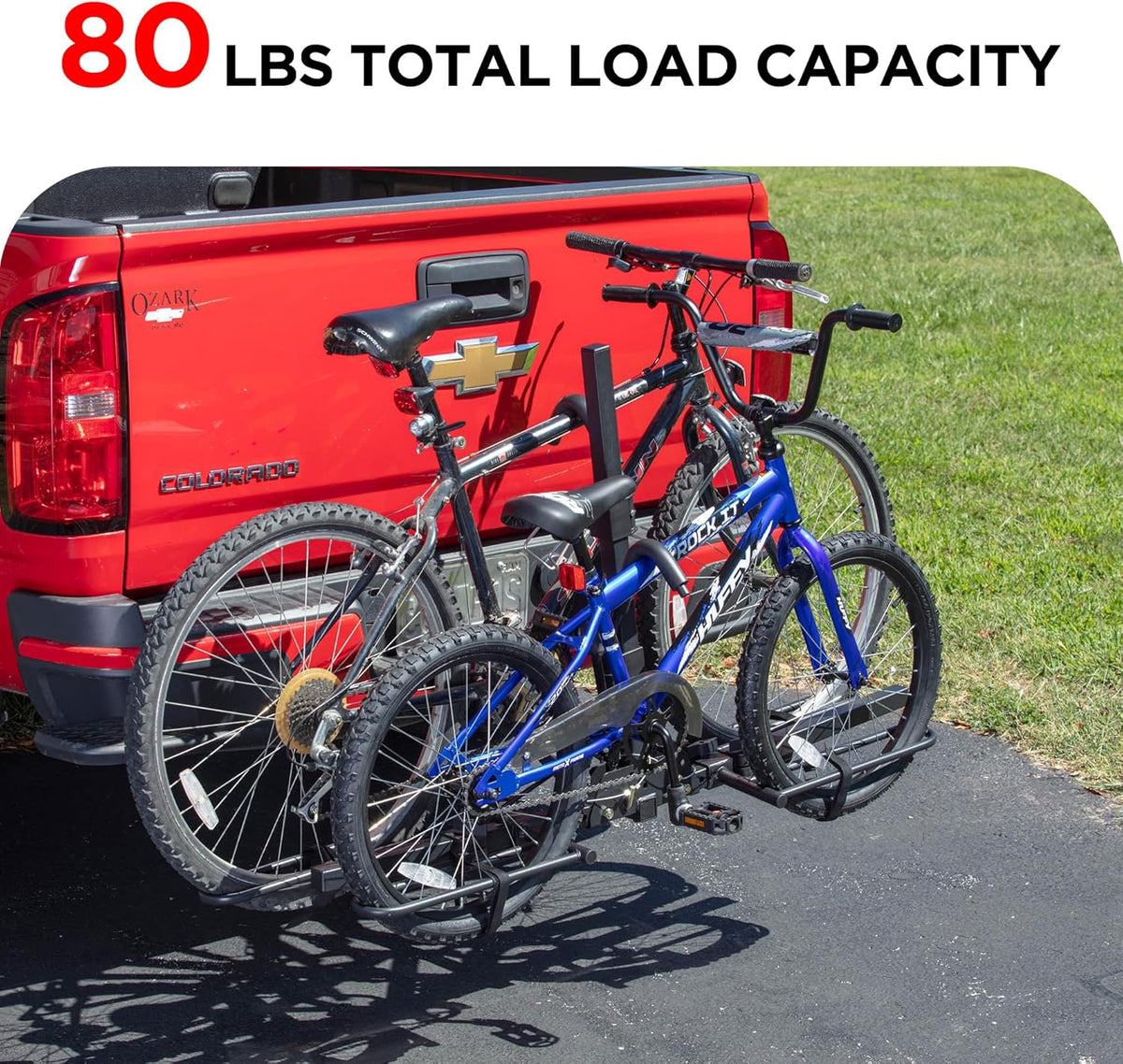Young 2 Bike Rack - Foldable Hitch Mount Bicycle Carrier for Cars, SUVs & Trucks - 80 lbs Capacity