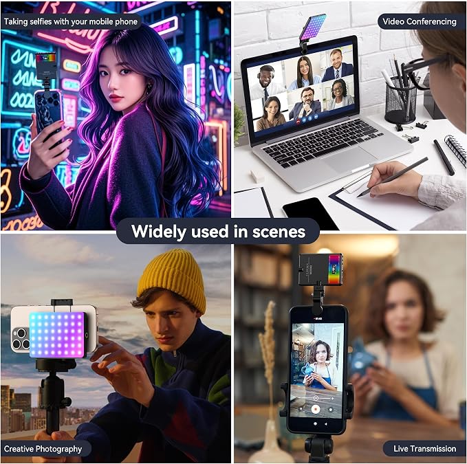 ENEGON RGB Selfie Light, 360° Full Color RGB Video Light