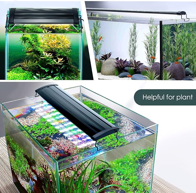 AQQA Aquarium Light,Full Spectrum LED Fish Tank Lights,12"-54" Adjustable Multi-Color White Blue Red Green LEDs with Extendable Brackets,14W-31W for Freshwater Plants (23W (24"-32"))