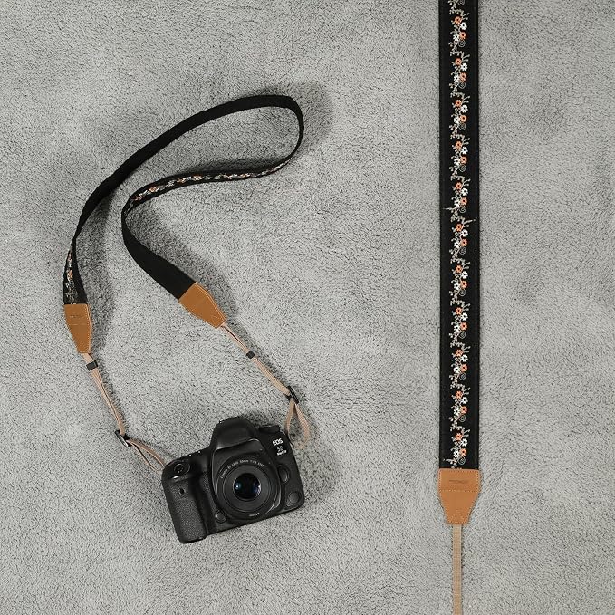 MoKo Camera Strap, Cotton Vintage Embroidered Camera Strap, Adjustable Neck &