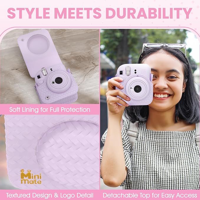 Fujifilm Instax Mini 12 Instant Camera Lilac Purple + Minimate Custom Designed