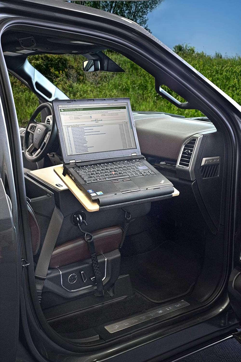 AutoExec Reach Car Desk for Your Vehicle Workstation and Mobile Office, Front Seat, Natural Birch