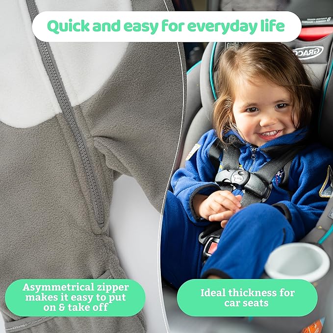Cuddle Club Fleece Baby Bunting Bodysuit with Hood, Convertible Mittens & Booties, Car Seat Friendly, Soft & Warm, Easy Zip