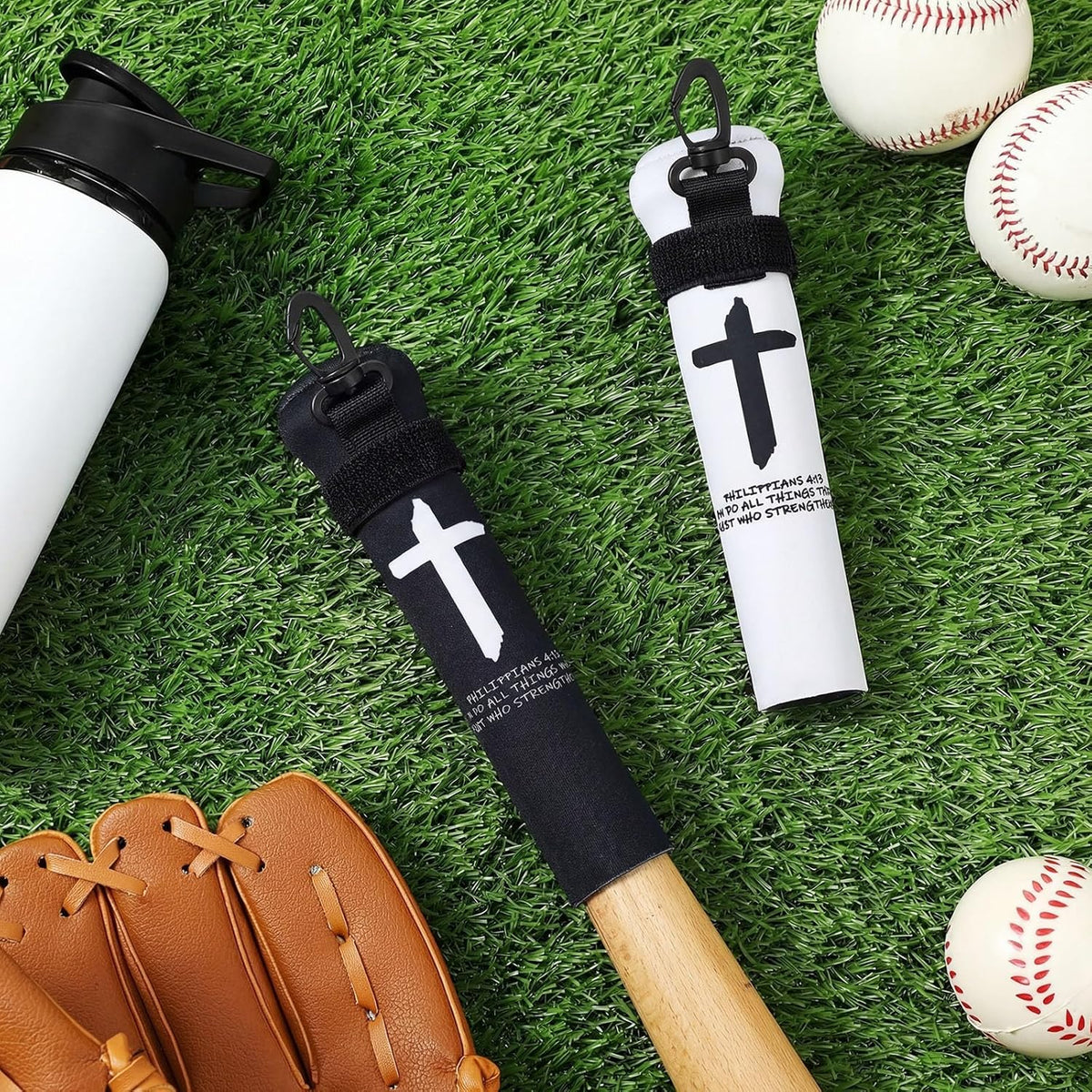 Skiennix Baseball & Softball Bat Covers - 2 Pack Wooden Sleeve with Hook for Travel Storage & Fence Hanging