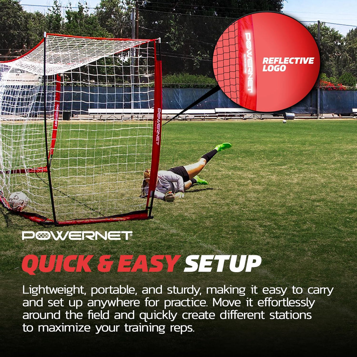 PowerNet Soccer Goal - Portable Backyard Soccer Net with Quick Setup | Multiple Sizes Available