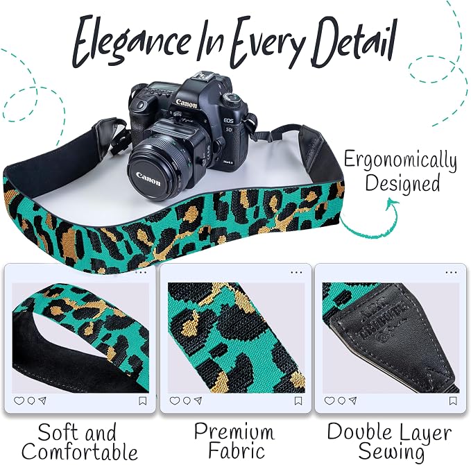 Art Tribute Camera Strap For Photographers Padded Universal Fit Neck Shoulder &