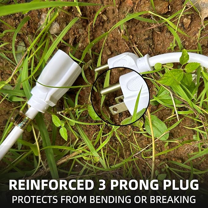 YOJOE Indoor Outdoor Extension Cord, 3 Prong 13A Weatherproof Power Cord, 16 Gauge Heavy Duty 40 ft White Extension Cord for Garage, Garden and Home, 16/3 SJTW UL Listed