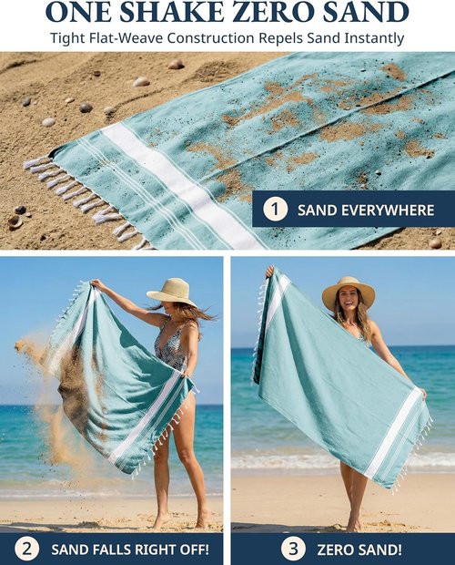 LANE LINEN Oversized Beach Towel - Quick Dry & Sand Free 4 Pack, Extra Large 39"x71", Hunter Green