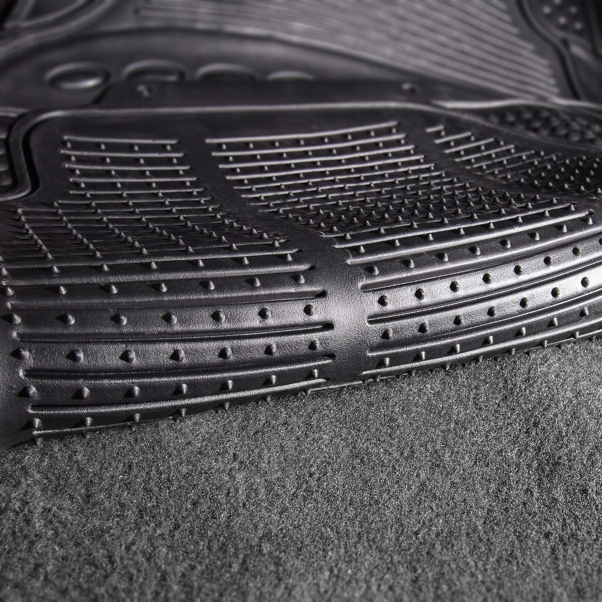 FH Group Automotive Floor Mats Climaproof for All Weather Protection Universal Fit Trimmable Heavy Duty fits Most Cars, SUVs, and Trucks, 2pc Front Set Solid Black