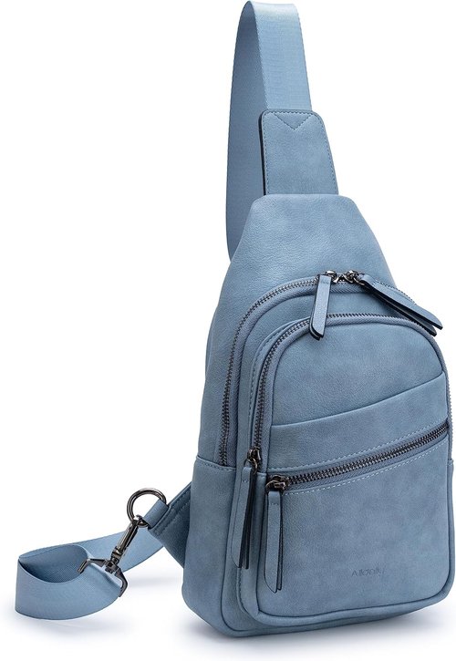 Alldaily Large Sling Bag - Fashionable Leather Crossbody Purse for Women | Trendy Travel Chest Bag (Blue)