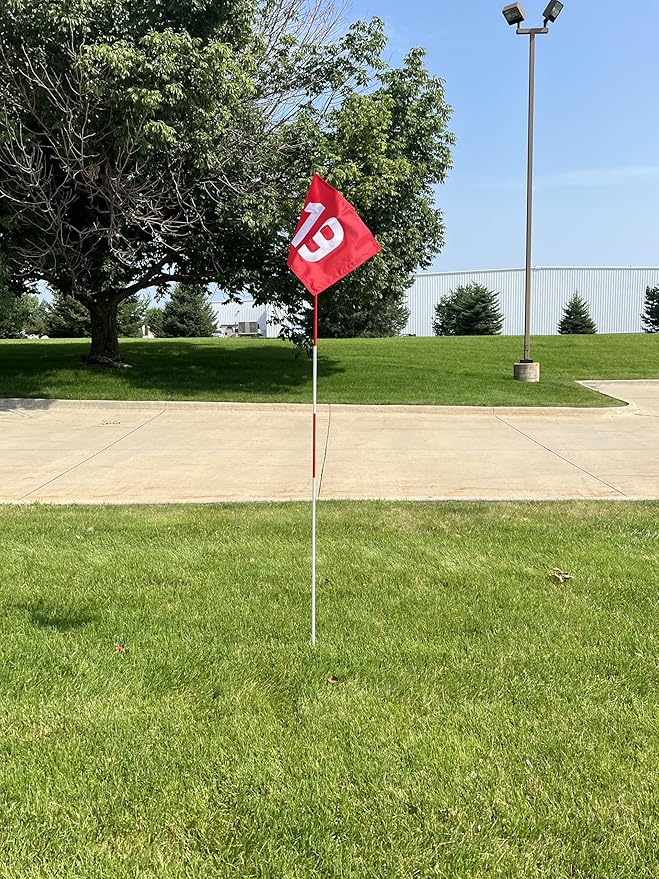 Standard Golf Regulation flagstick, cup & pin flag to use in your backyard or other open space for practice. Use the same products as used by golf courses all over the world and on tour.