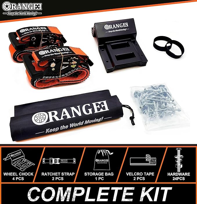 ORANGEE® Wheel Chock Tie Down Kit with Rubber Grip Sleeve for Trailer E Track System for ATV, UTV, Lawn Mower & Small Tractor and More Working Load 1500lb…