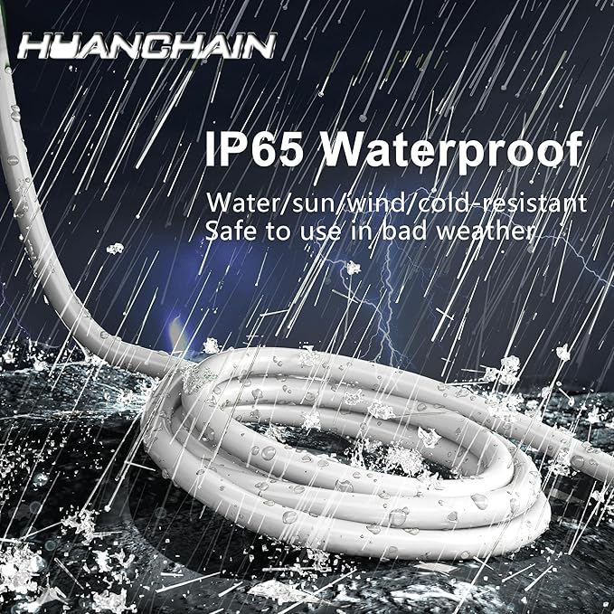 HUANCHAIN Indoor Outdoor White Extension Cord 2-Pack 3 ft Waterproof, 16/3 Gauge Flexible Cold-Resistant Appliance Extension Cord Outside, 13A 1625W 16AWG SJTW, 3 Prong Electric Cable, ETL