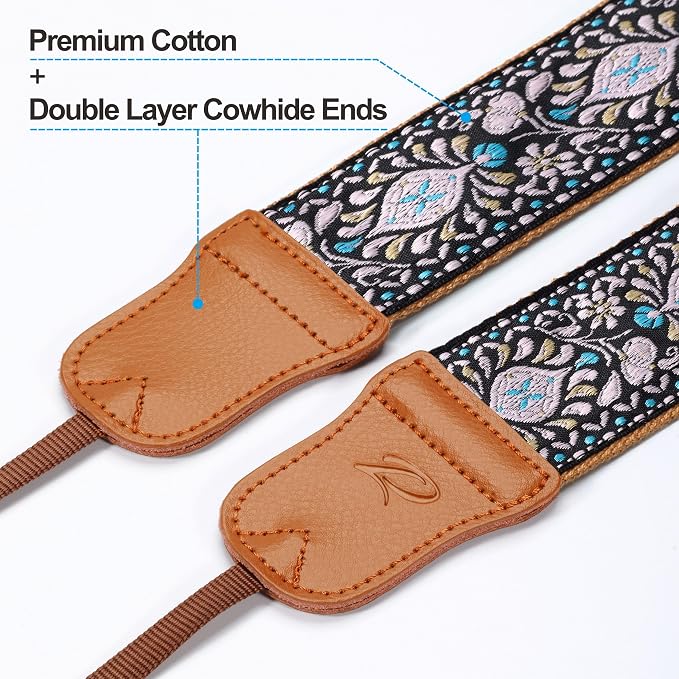 Padwa Lifestyle Pink Floral Vintage Embroidered Camera Strap