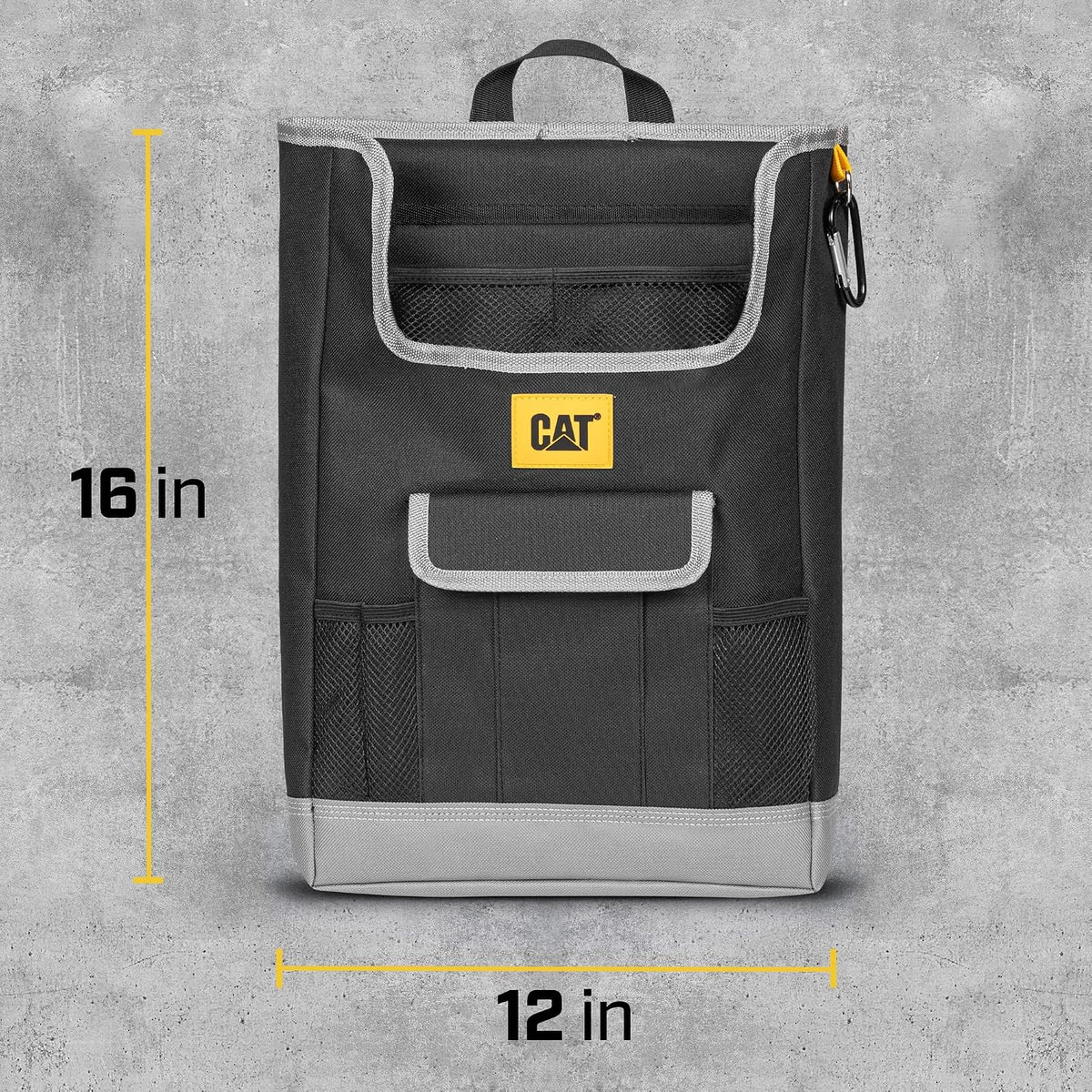 CAT® Car Front Seat Organizer Storage - Automotive Adjustable Straps Durable Multipurpose Work Truck Organizer for Front or Backseat for All Autos - Extra Storage for Tools and More - Black