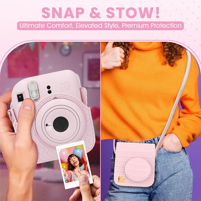 Fujifilm Instax Mini 12 Instant Camera Blossom Pink + Minimate Custom Designed