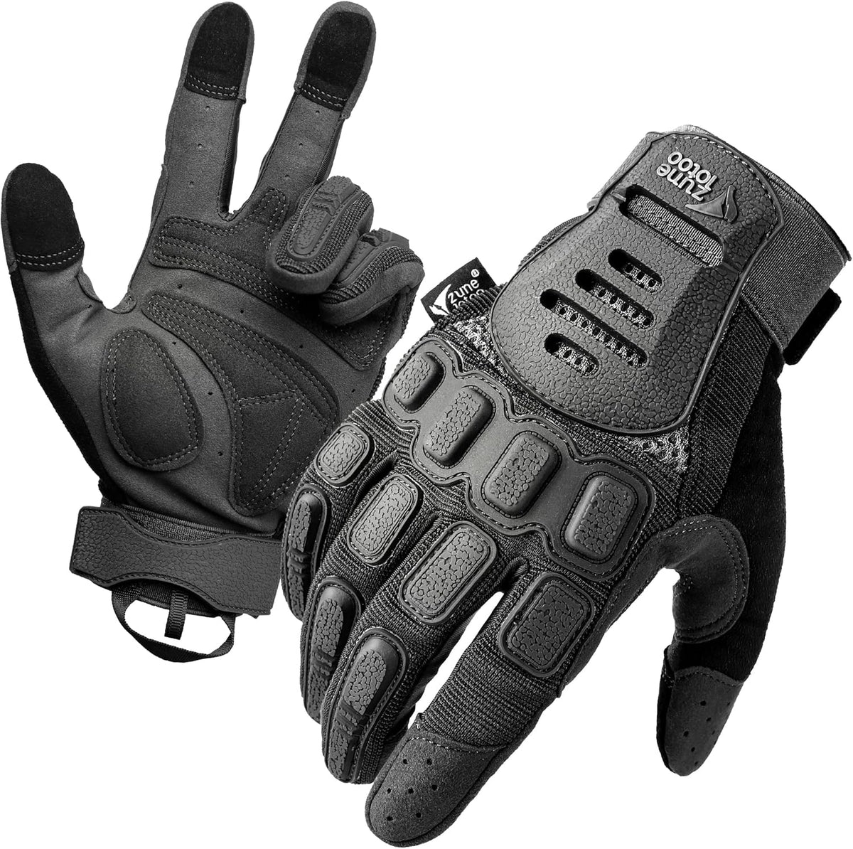 ZUNE LOTOO Tactical Touchscreen Gloves - TPR Finger Impact Protection & Padded Palm for Men | Ideal for Motorcycle, Airsoft, Paintball, Work