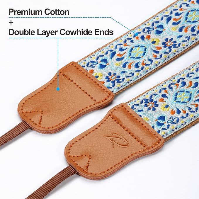 Padwa Lifestyle Blue Vintage Embroidered Camera Strap
