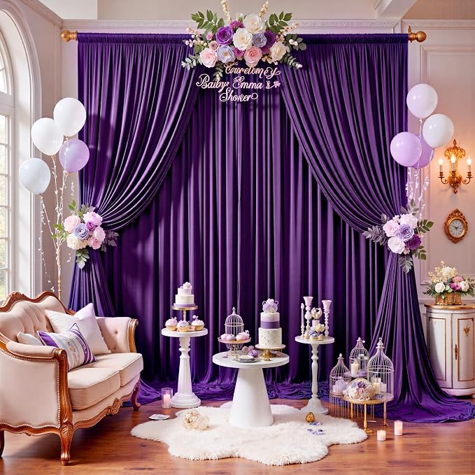 50ft x 12ft Purple Backdrop Curtains