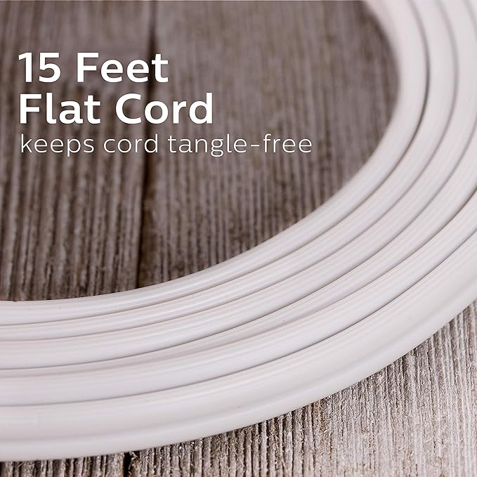 Philips Extension Cord, 15 Ft, 3-Outlet Flat Plug Extension Cord, Flat Extension Cord with Multiple Outlets, 2 Prong Extension Cord, Safety Slide Long Extension Cord, 1 Pack, White, SPS1032WE/27