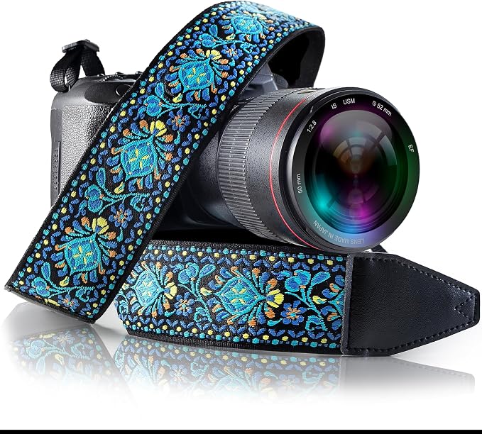 Art Tribute Camera Strap, Vintage Embroidered Neck Shoulder & Crossbody Camera