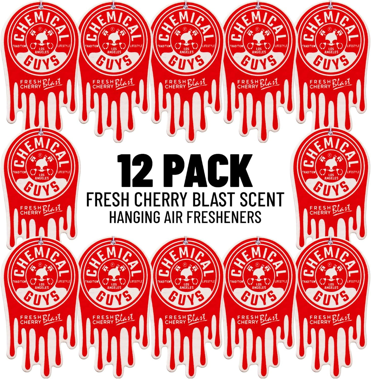 Chemical Guys Car Fresheners, Hanging Air Fresheners - New Car Scent for Cars, Trucks, SUVs, RVs, Home, Office, Work, Dorm Room, & More - 12 Pack
