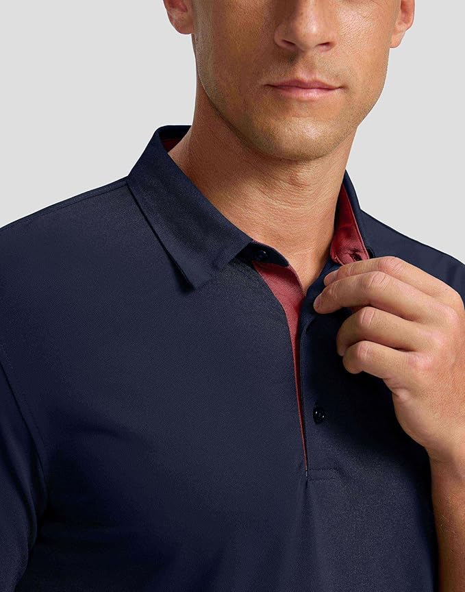 Men's Golf Shirts Dry Fit Moisture Wicking Performance Short Sleeve Collared Polo Shirts for Casual Athletic Business