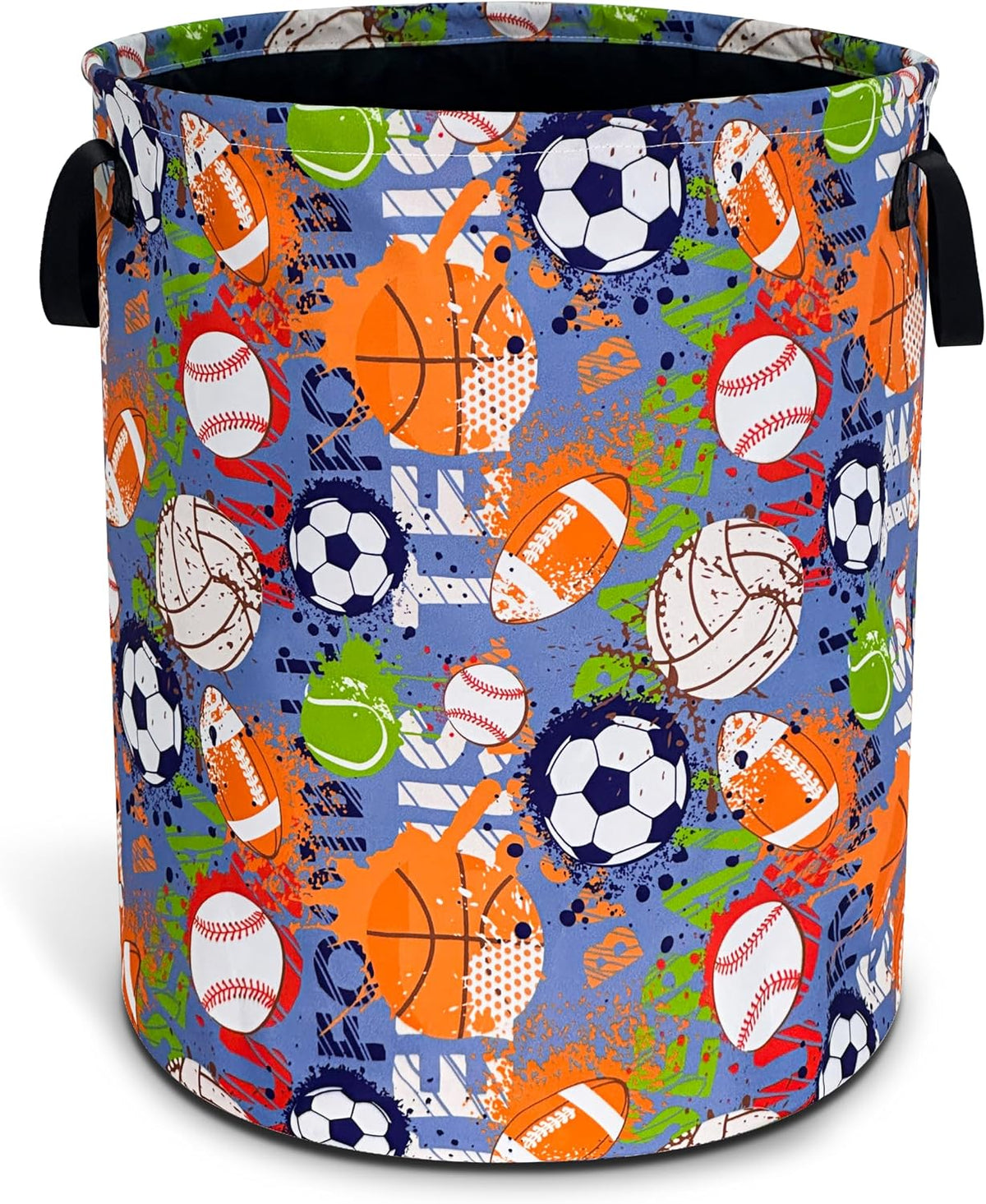 Funny Ball Sports Laundry Basket Foldable Waterproof Hamper 18.9x16.5 Inch