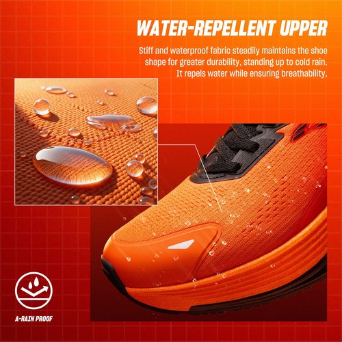 ANTA Men’s Rocket6 Running Shoes Cushioning Comfortable Breathable Athletic Workout Gym Cross Trainer Sports Sneakers, Orange/Black, 12