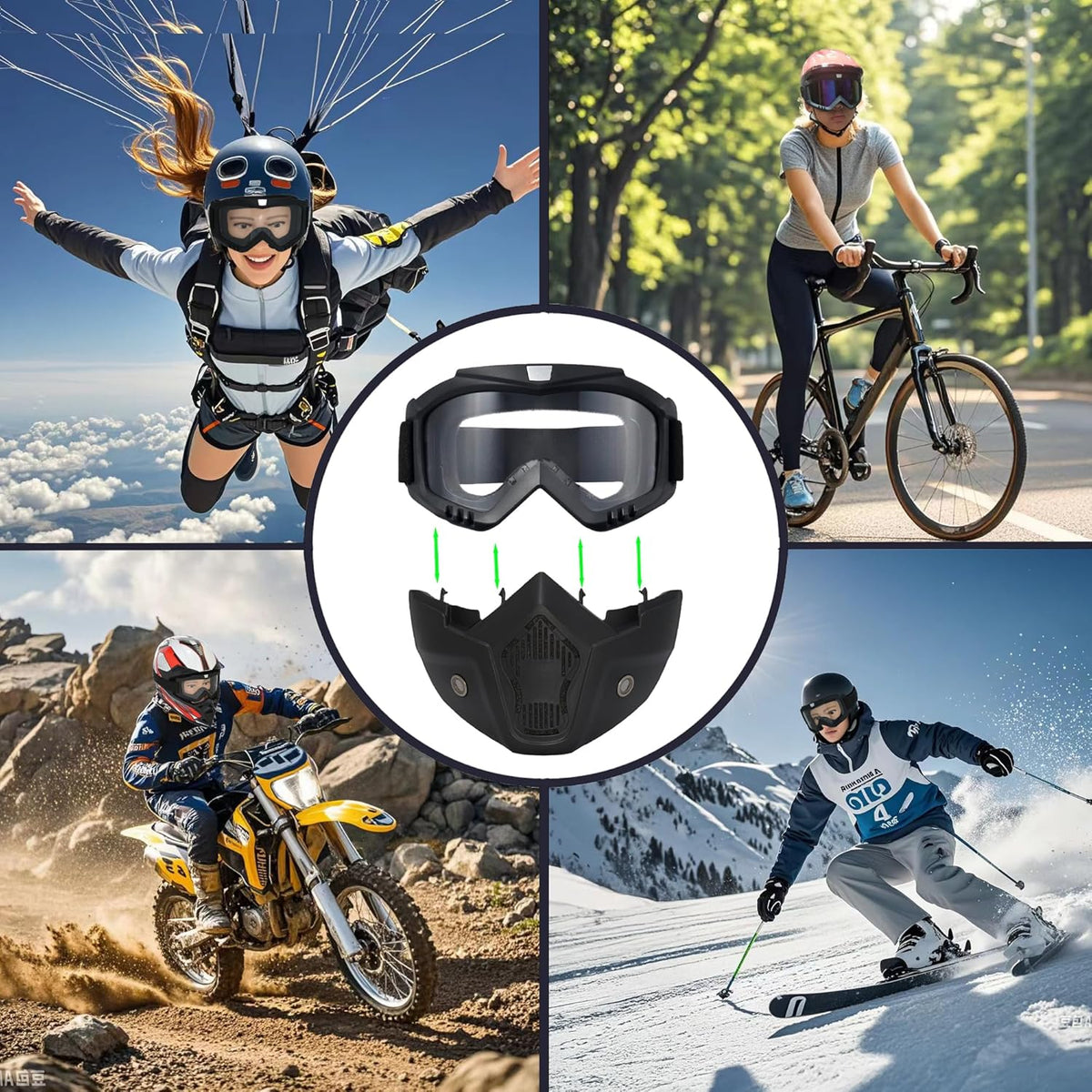 Skiennix Paintball Mask - Anti-Fog Full Face Tactical Goggles | Removable Face Mask for Men & Women