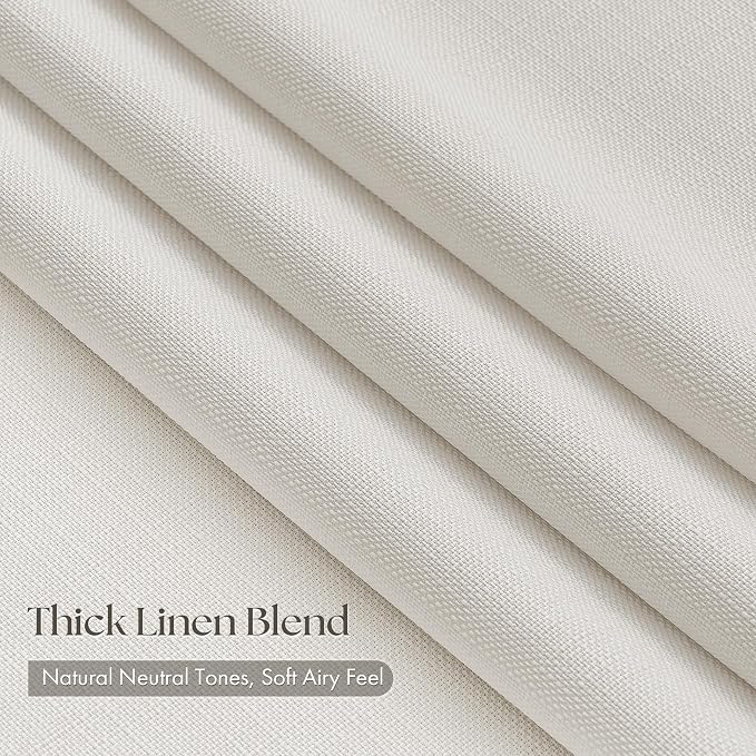 Natural Linen Pinch Pleated 84 Inch Long Curtains 4 Panels Set