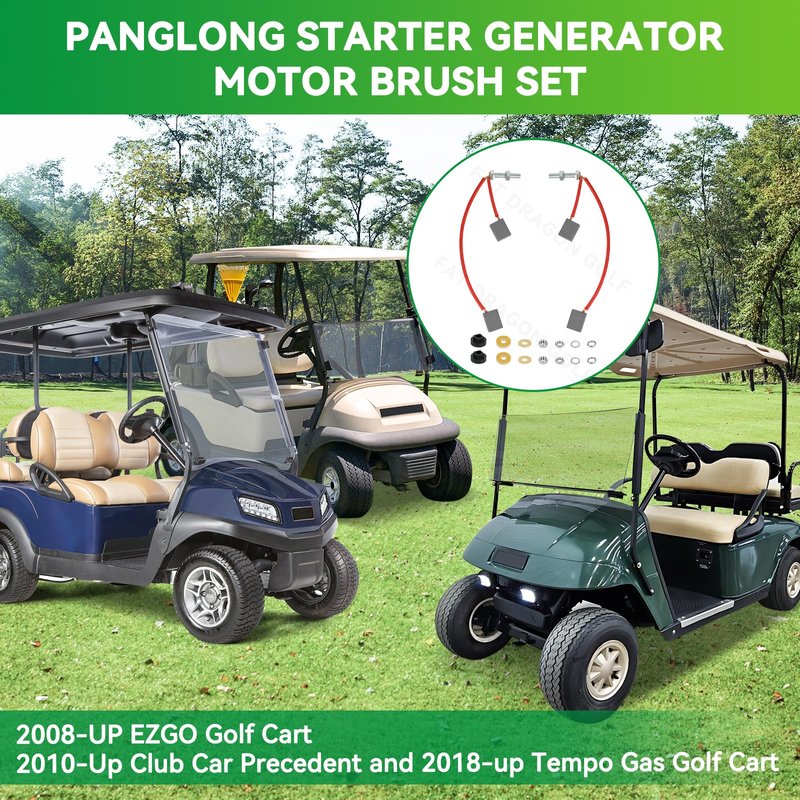 Panglong Club Car Starter Generator Brushes, EZGO Starter Generator Brushes Set Fits 2010-UP Club Car Precedent Gasoline & 2018-UP Tempo and 2008-UP EZGO Golf Cart, OEM #103347301, 612038