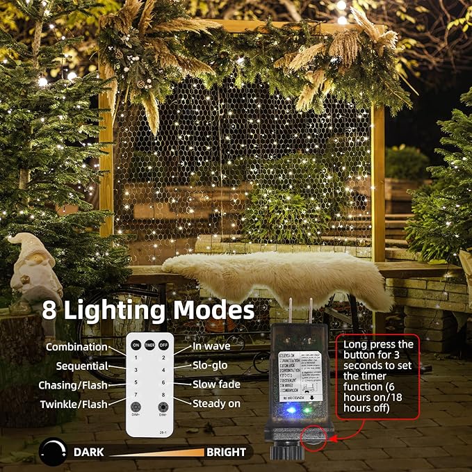Dailyart Fairy Lights Plug in, 300 Led Warm Twinkle Fairy Lights with Remote Timer 26Ft 8 Modes Cluster Lights for Bedroom Garland Wreath Party Window Wedding Christmas Tree Decoration Green Wire
