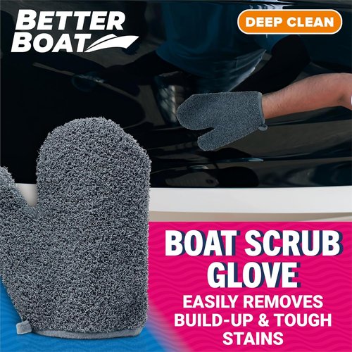 Boat Scrubbing Brush Glove - Heavy-Duty Deck & Hull Scrub Mitt for Marine & Fishing Boats