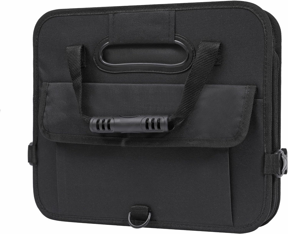 AOKJOY Car Trunk Organizer with Lid Storage Collapsible Multi Compartment Adjustable Straps for SUV, Truck, Sedan(Black) XL