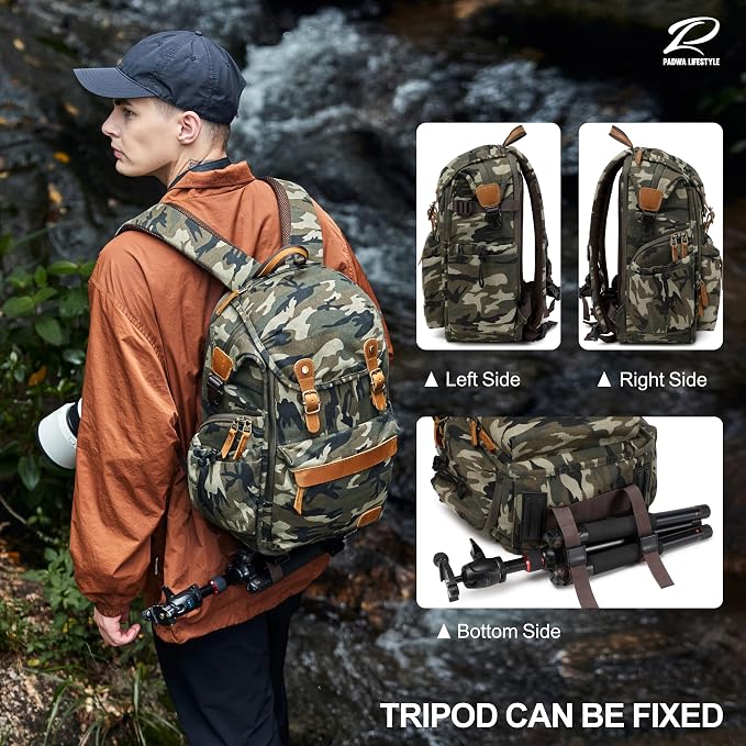 Padwa Lifestyle Camouflage Canvas Camera Backpack