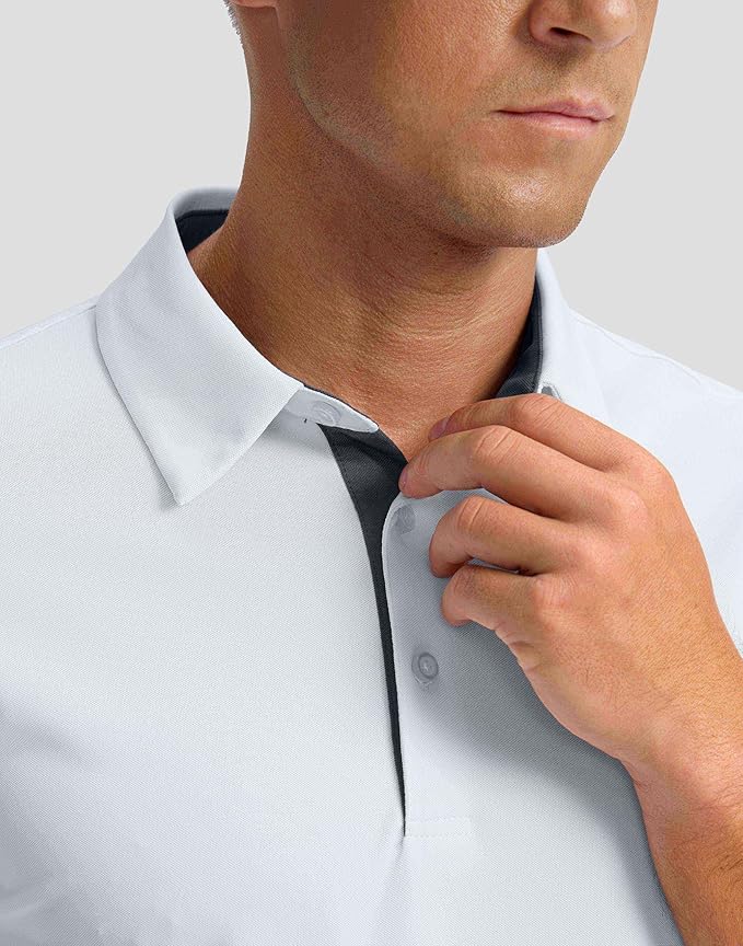 Men's Golf Shirts Dry Fit Moisture Wicking Performance Short Sleeve Collared Polo Shirts for Casual Athletic Business